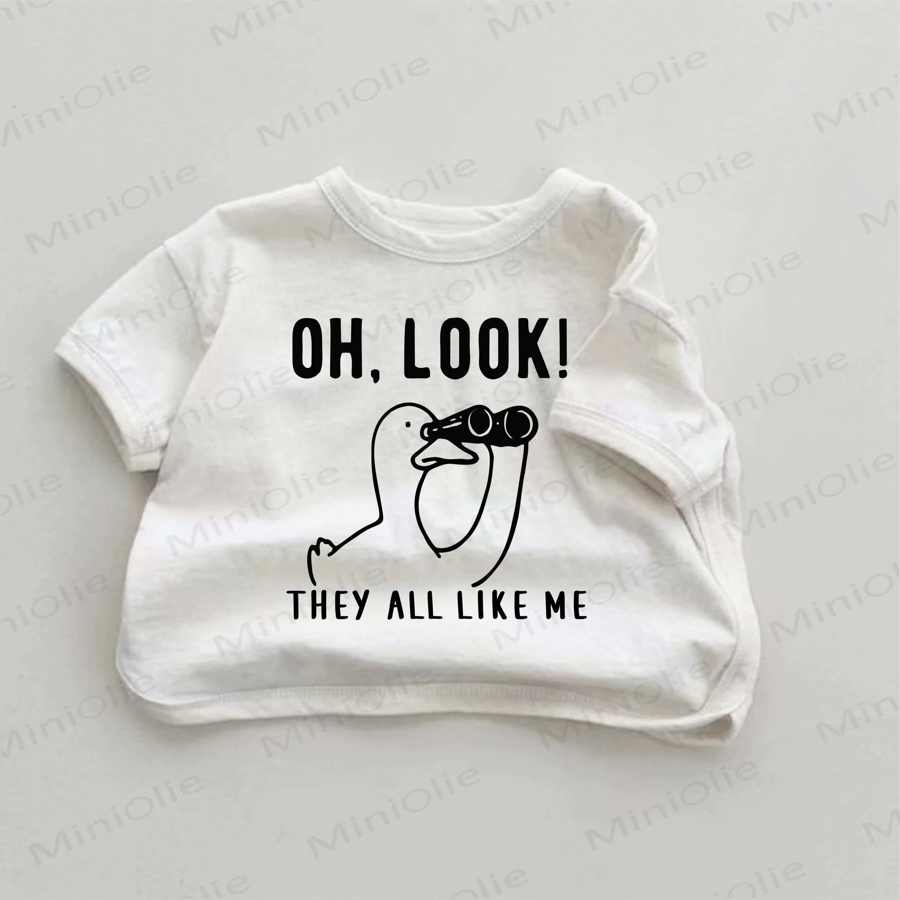 OH, LOOK! THEY ALL LIKE ME Baby White Goose Print T-shirt - White - 18-24M - image 1