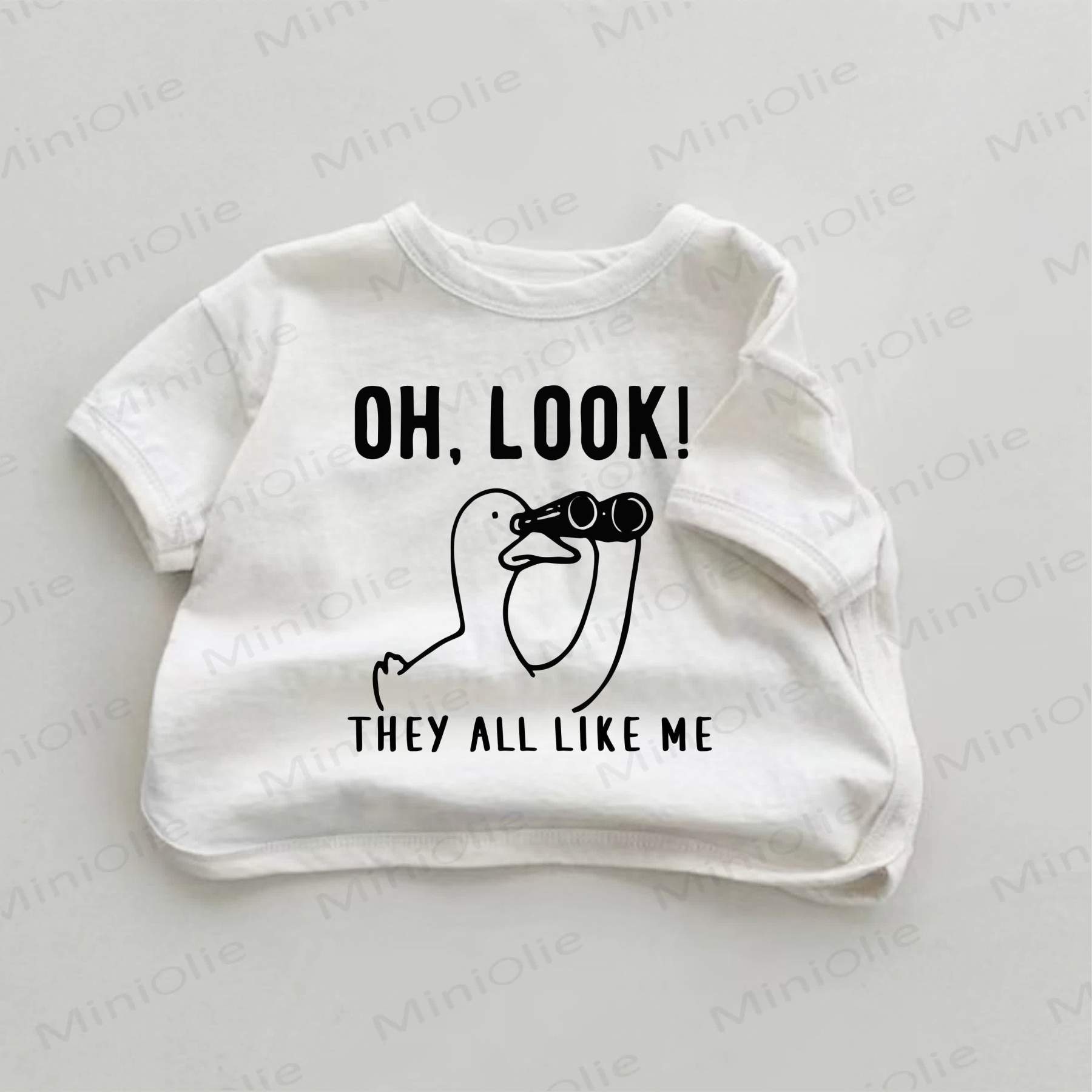 OH, LOOK! THEY ALL LIKE ME Baby White Goose Print T-shirt - White - 18-24M - image 1