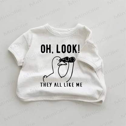 OH, LOOK! THEY ALL LIKE ME Baby White Goose Print T-shirt - White - 18-24M - image 1