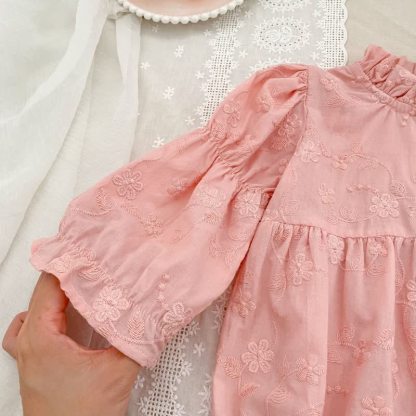 Baby Embroidered Solid Color Bodysuit - image 8