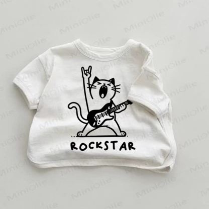 ROCKSTAR Baby Rock Cat White T-shirt - White - 18-24M - image 1