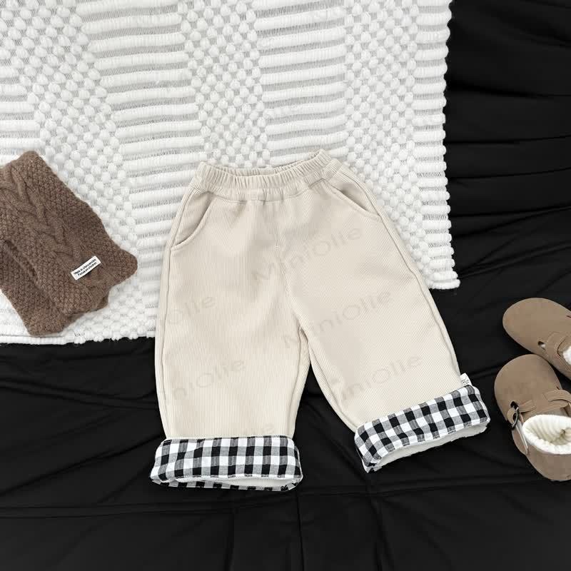 Baby Toddler Coffee Top & Plaid Splicing Pants & Quilted Tank Top - Beige Plaid Pants - 3-5T - image 5