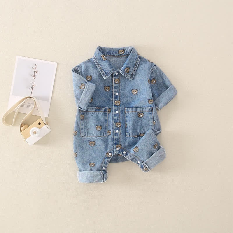 Baby Bear Polo Denim Romper - image 2