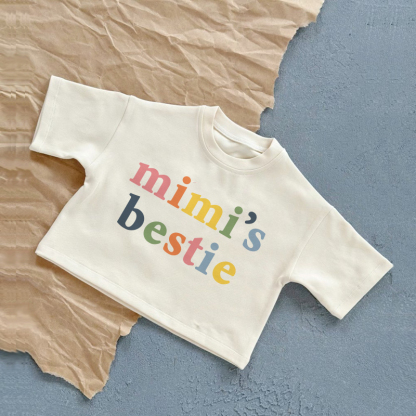 MIMI'S BESTIE Baby White Slogan Summer Casual T-Shirt - White - 2-3T - image 1