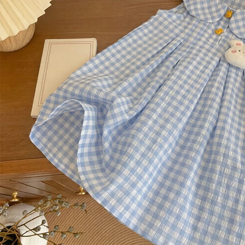 Toddler Girl Blue Gingham Bunny Sleeveless Dress - image 4
