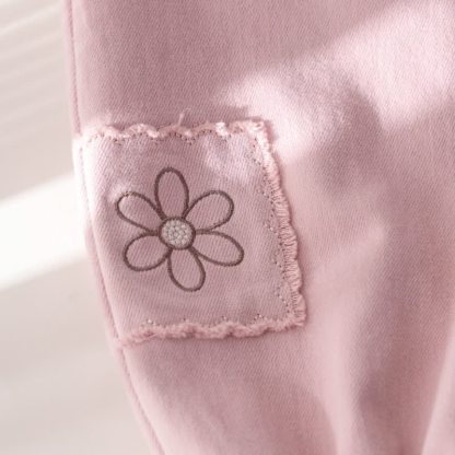 Toddler Girl Soolid Color Floral Patch Pants - image 7