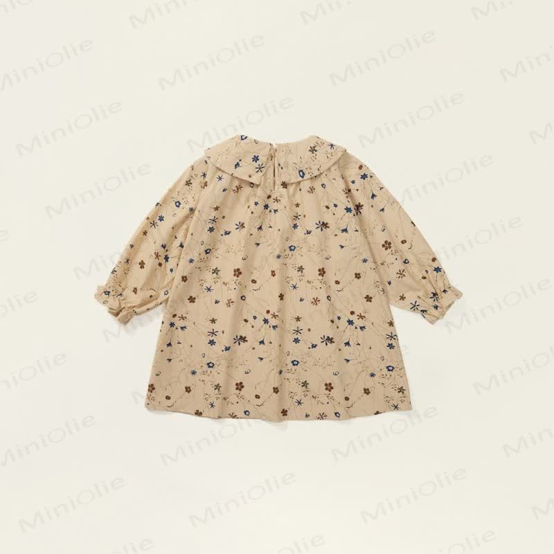 Toddler Vintage Flower Khaki Lapels Dress - image 3
