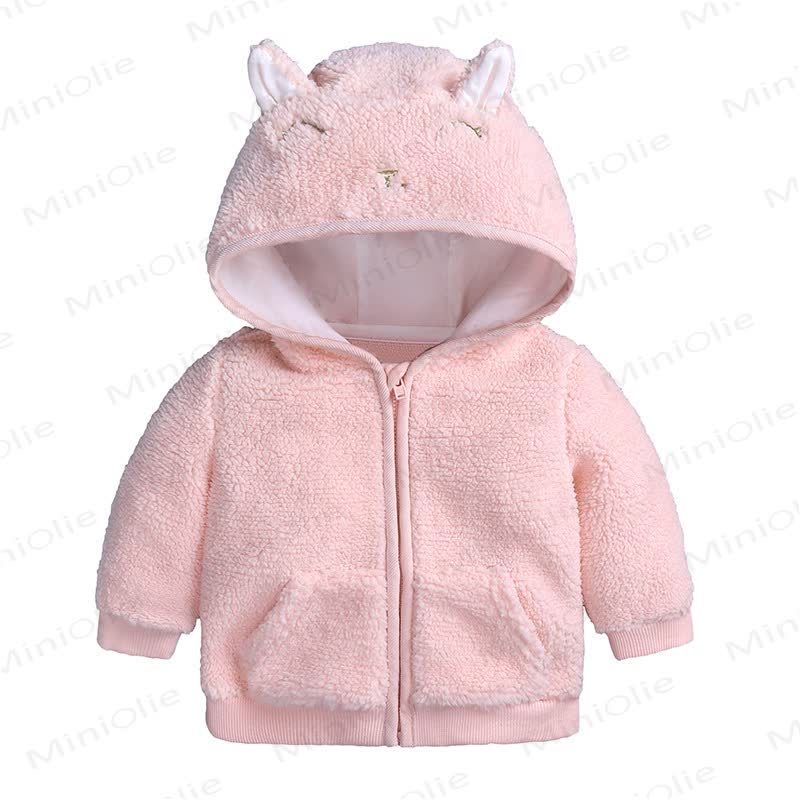 Baby Solid Color Lamb Fleece Outerwear - Pink - 18-24M - image 8