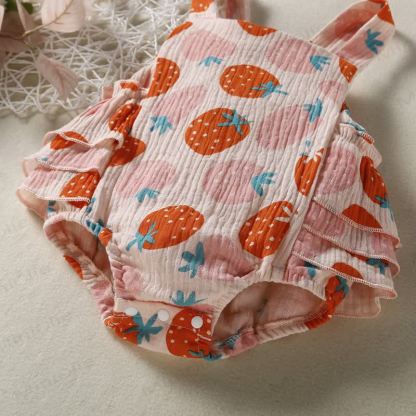 Baby Strawberry Strap Bodysuit with Headband - image 6