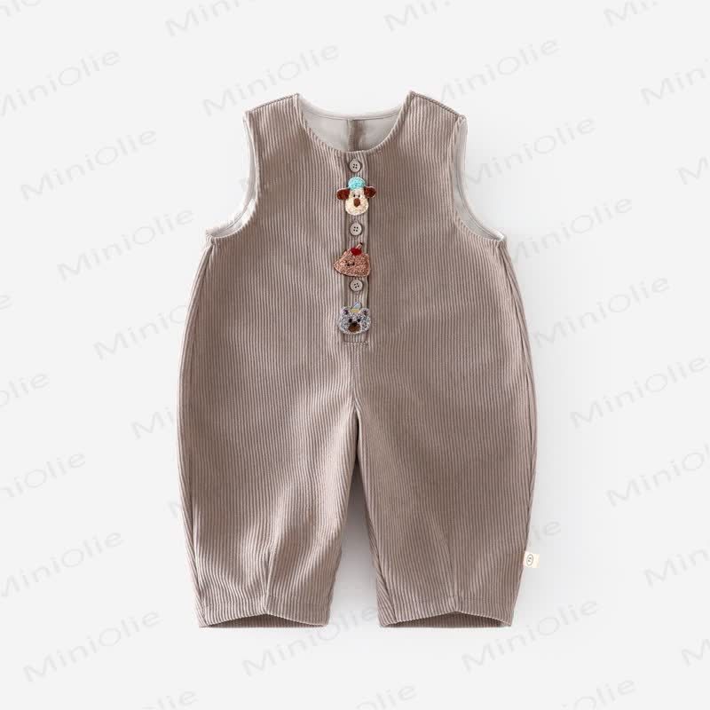 Baby Animal Patch Corduroy Overalls - Grey - 5-7T - image 20