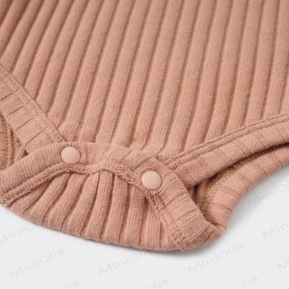 Baby Ribbed Solid Color Button Bodysuit - image 11