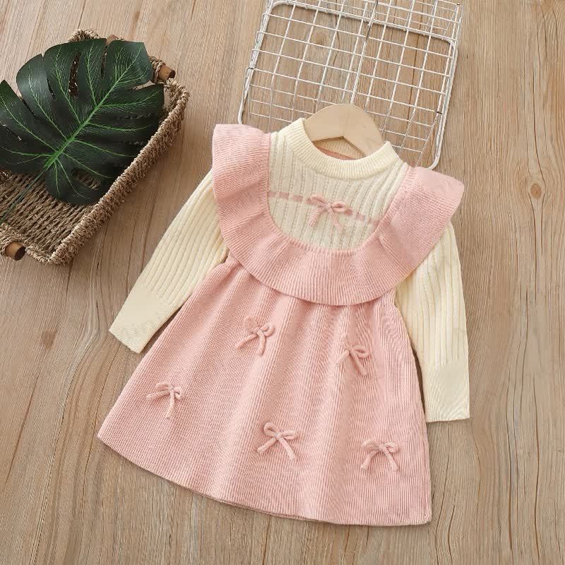 Toddler Girl Bows Knitted Dress - Pink - 5-7T - image 3