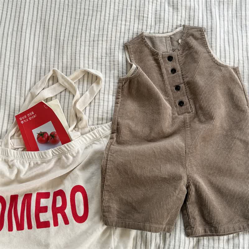 Baby Toddler Cord Solid Color Overalls - Coffee - 8Y - image 5