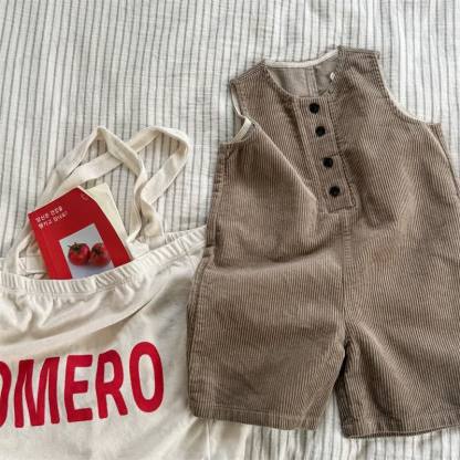 Baby Toddler Cord Solid Color Overalls - Coffee - 8Y - image 5