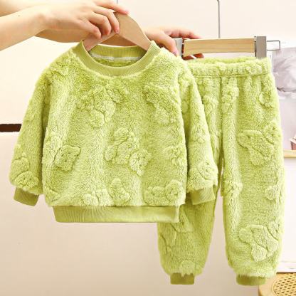 Toddler Kid Fleece Bear 2-piece Set - Green - 12Y - image 4