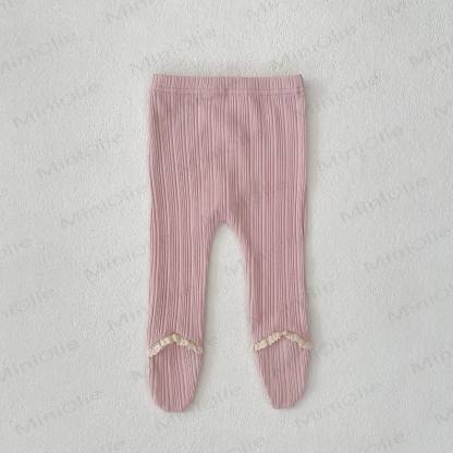 Baby Toddler Girl Solid Color Lace Ribbed Leggings - Pink - 2-3T - image 5
