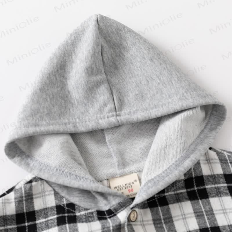 Kid Boy Hooded Plaid Shirt - image 3