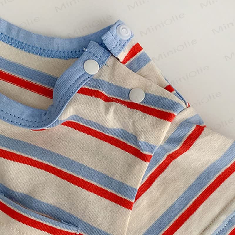 Baby White Striped Pocket Romper - image 5