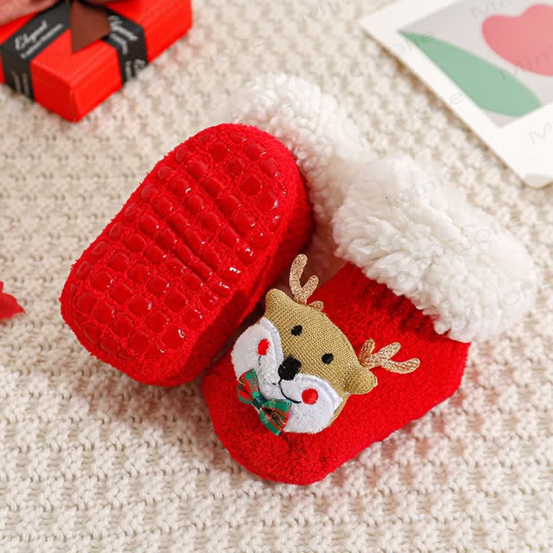 Baby Santa Claus Tree Reindeer Sherpa Floor Socks - Reindeer - 1-3T - image 7