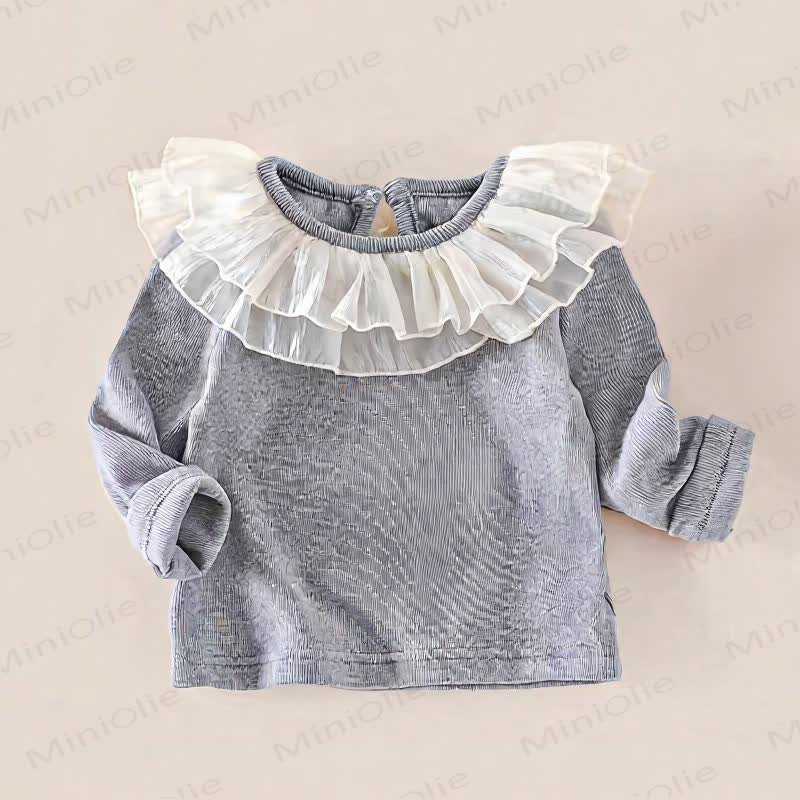 Baby Ruffle Collar Rib Knit Top - Gray - 4-5T - image 6