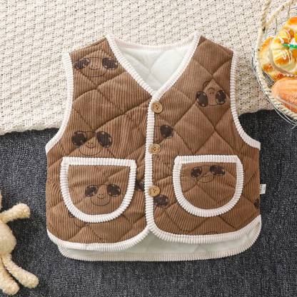 Baby Toddler Fleece Vest Jacket - Brown Puppies - 5-7T - image 3