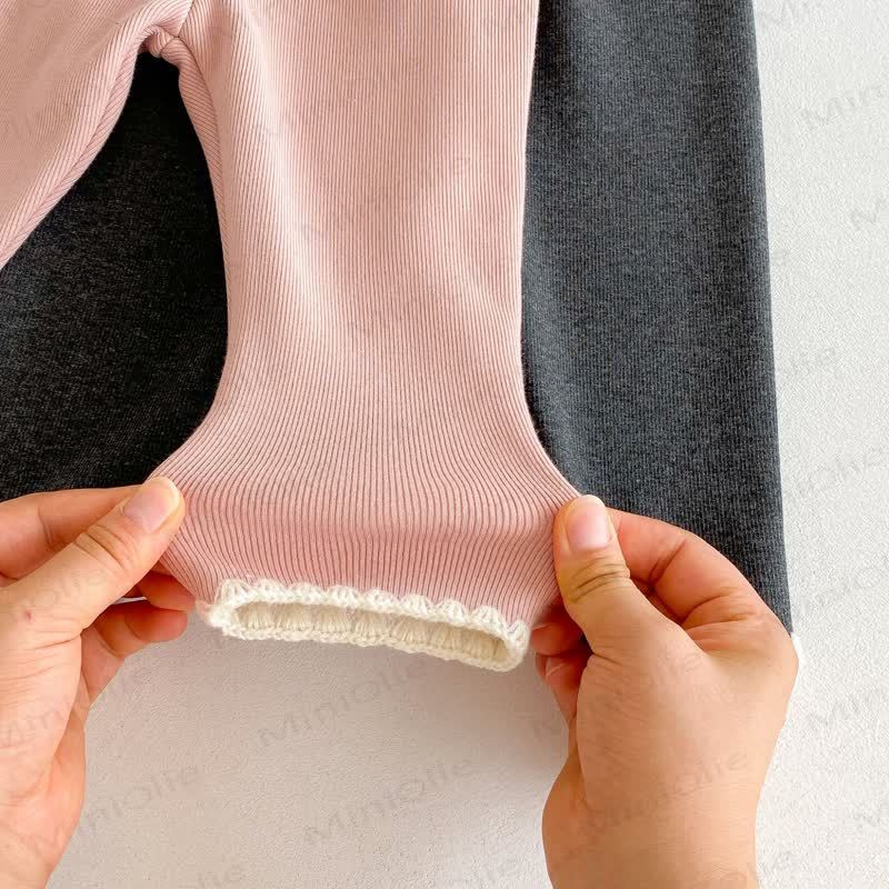 Baby Toddler Girl Knit Lace Fleece Lined Leggings - image 17