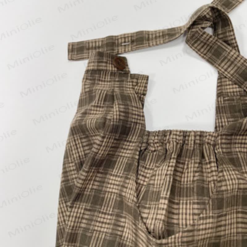 Baby Toddler Vintage Plaid Sleeveless Overalls - image 7