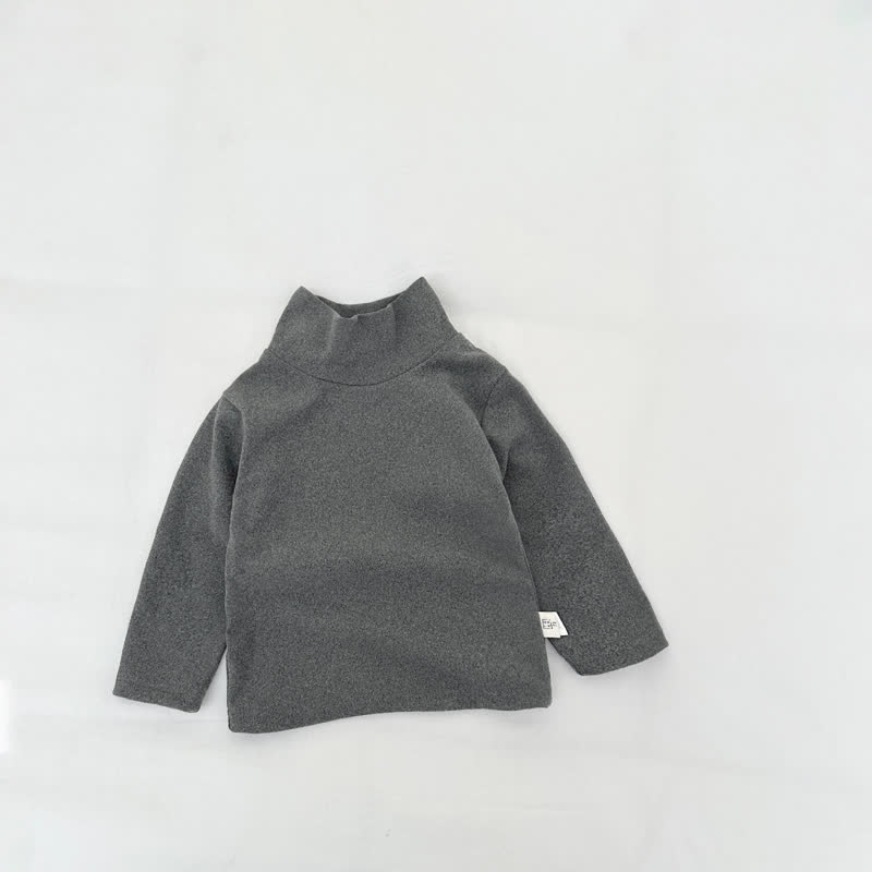  Baby Turtleneck Comfortable Solid Color T-shirt - Dark Gray - 3-5T - image 9
