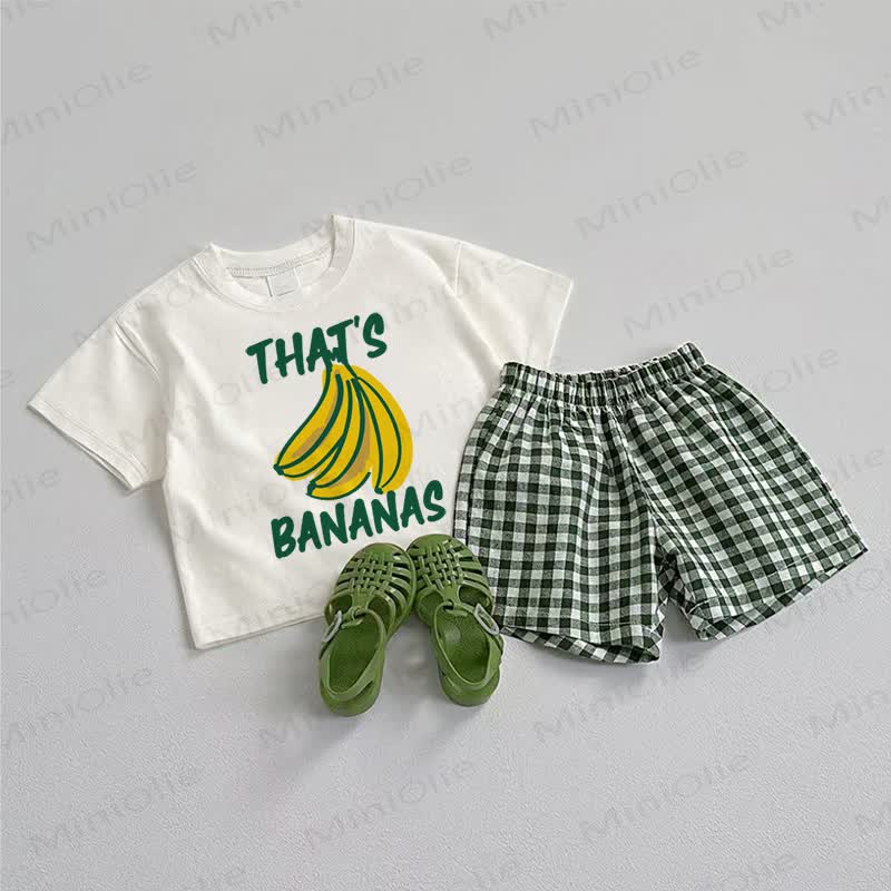 THAT'S BANANAS Baby Tee and Shorts 2-Piece Set - White&Green - 3-5T - image 1