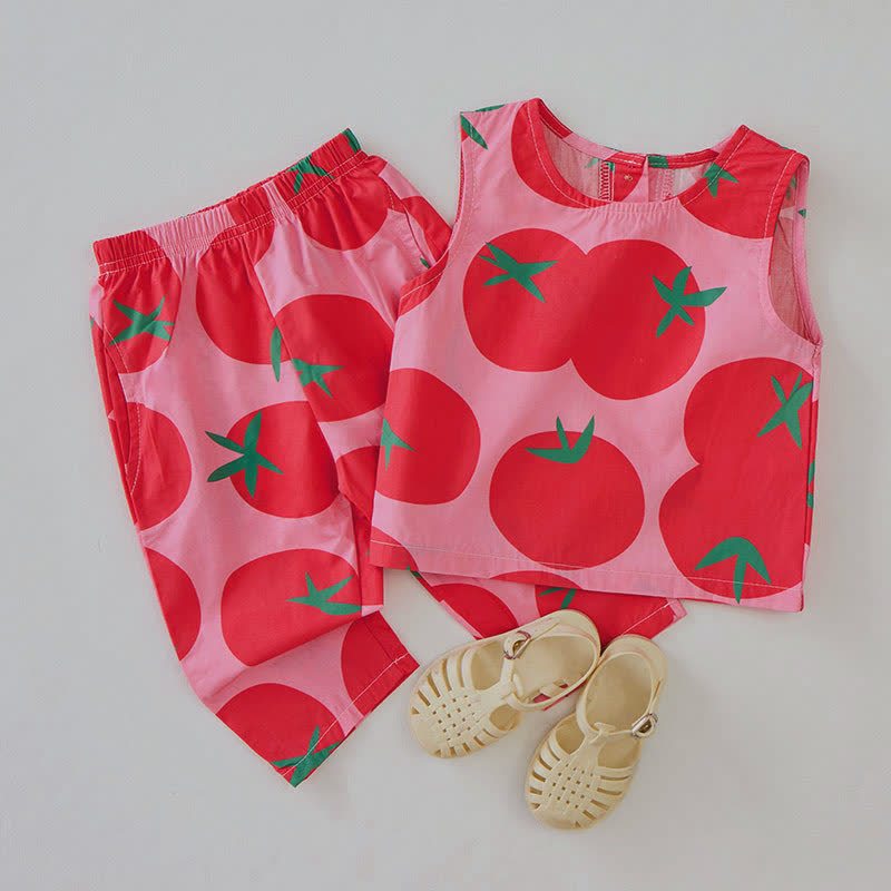 Baby Toddler Tomato Pink Sleeveless 2-piece Set - image 3