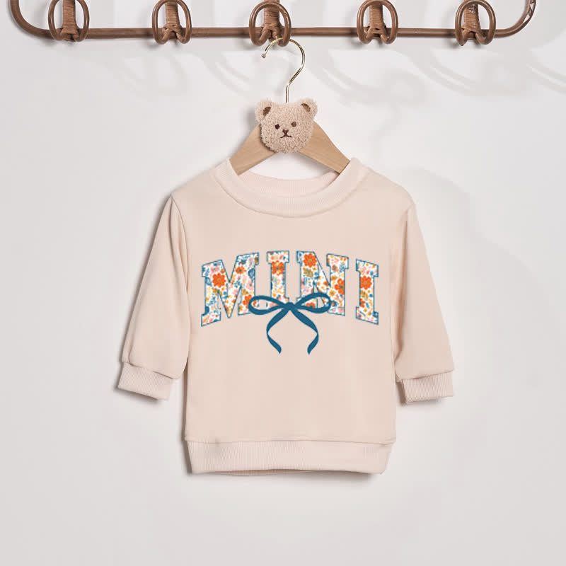 MAMA/MINI Mommy and Me Bow Beige Sweatshirt - Beige - Baby Sweatshirt: 2-3T - image 3