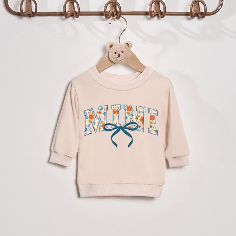 MAMA/MINI Mommy and Me Bow Beige Sweatshirt - Beige - Baby Sweatshirt: 2-3T - image 3