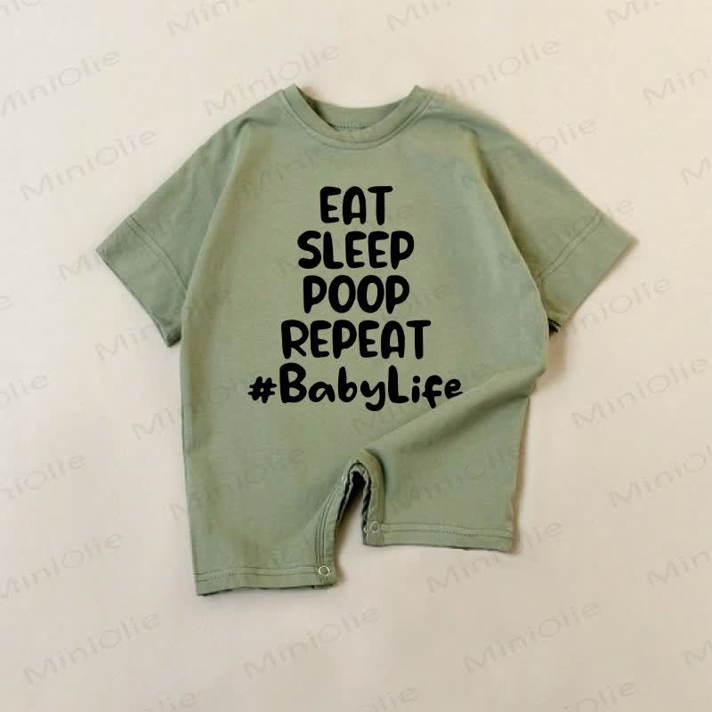 EAT SLEEP POOP REPEAT #BABYLIFE Baby Green Romper - Green - 18-24M - image 1