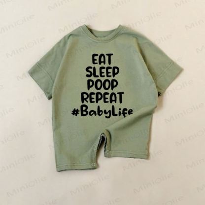 EAT SLEEP POOP REPEAT #BABYLIFE Baby Green Romper - Green - 18-24M - image 1