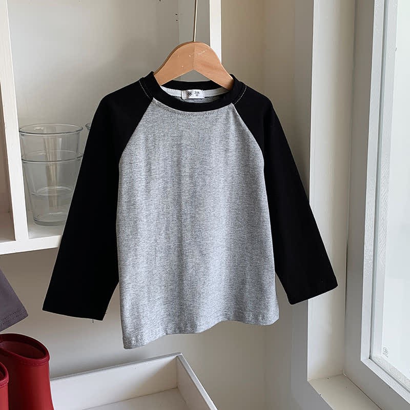 Kids Contrast Color Raglan Base Layer T-Shirt - Dark Grey - 12Y - image 12