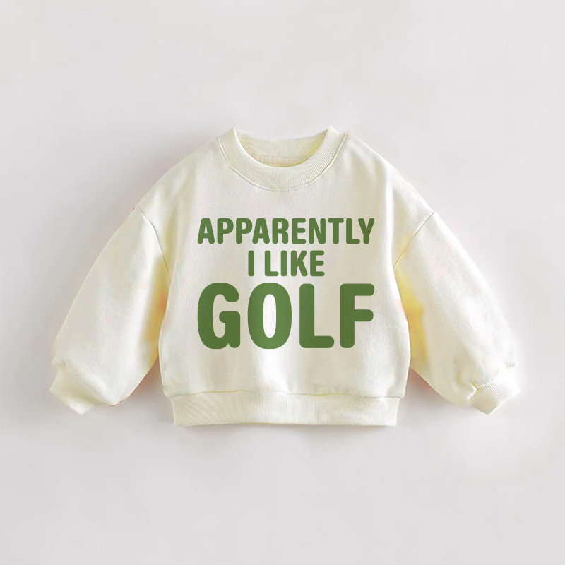 APPARENTLY I LIKE GOLF Baby Toddler Slogan Cream Sweatshirt - Cream - 3-5T - image 1