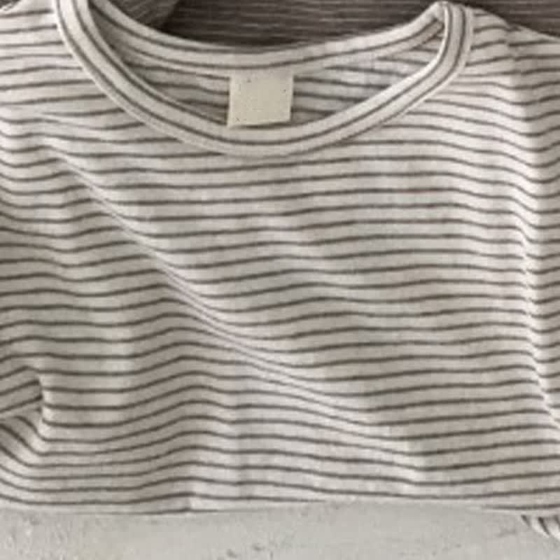 Baby Stripe/Solid Color Crew Neck T-Shirt - Black Stripe - 2-3T - image 4