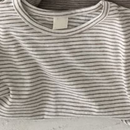 Baby Stripe/Solid Color Crew Neck T-Shirt - Black Stripe - 2-3T - image 4