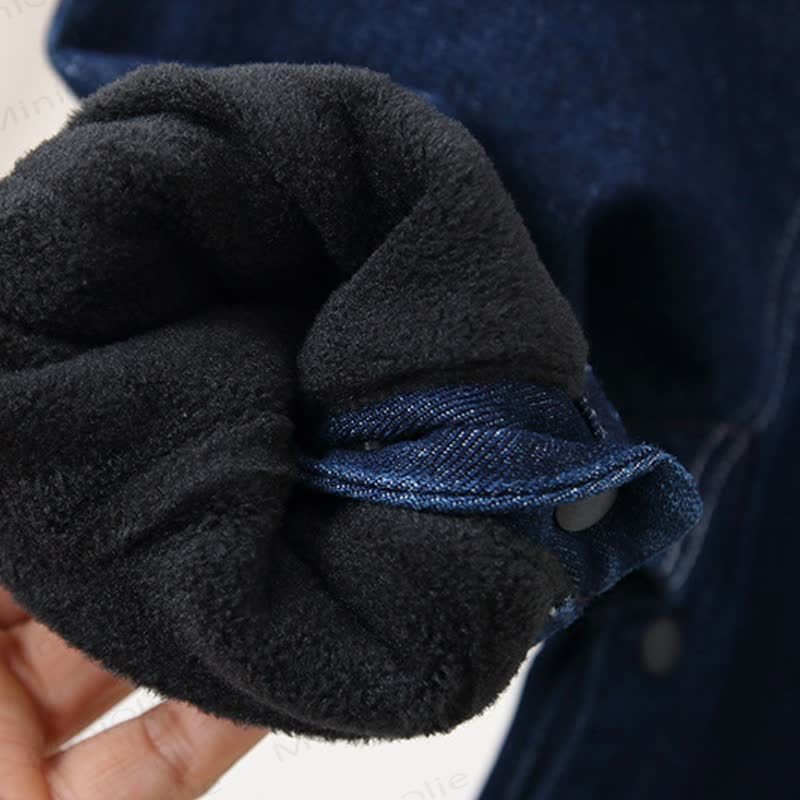 Baby Toddler Mushroom Denim Fleece Lined Overalls - image 12