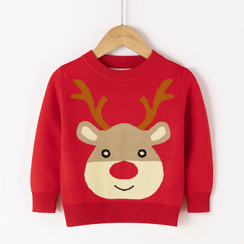 Toddler Boy Deer Warm Sweater - Red - 7-9T - image 4