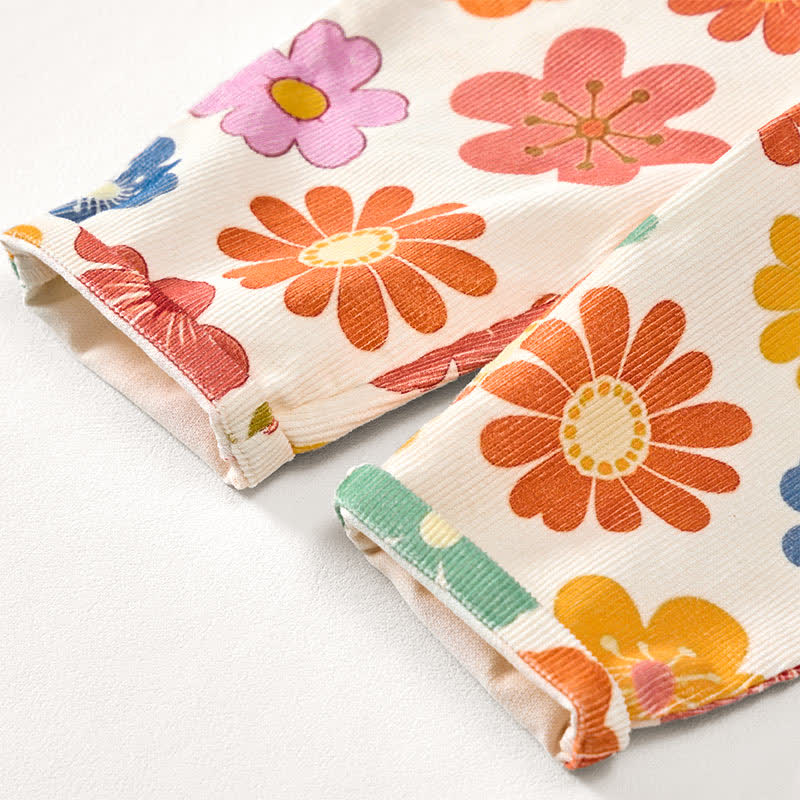 Baby Toddler Colorful Flower Print Beige Overalls - image 7