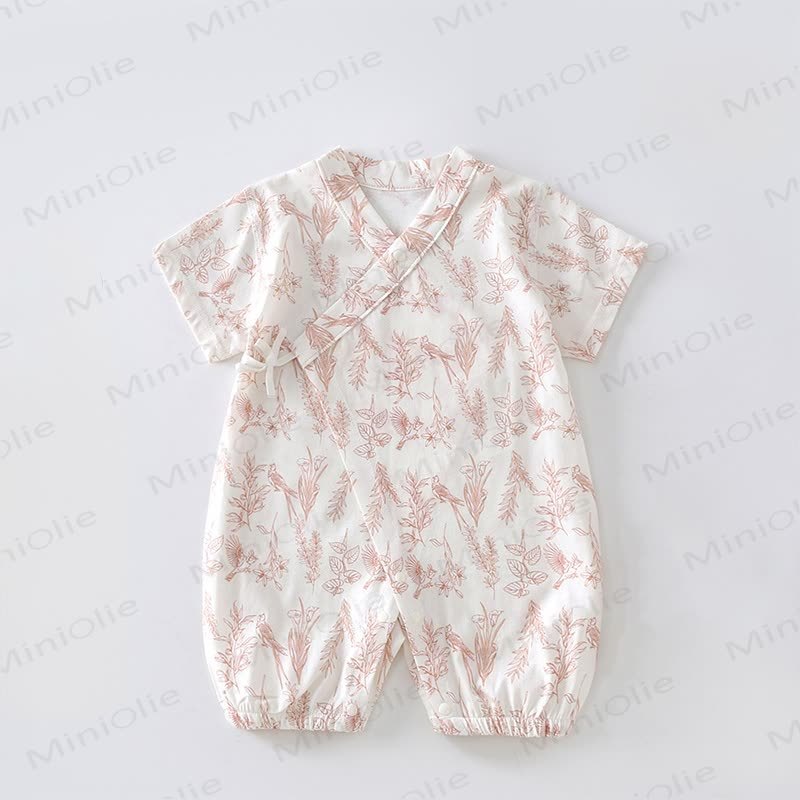 Baby Cotton Botanical Wrap Romper - Pink - 18-24M - image 3