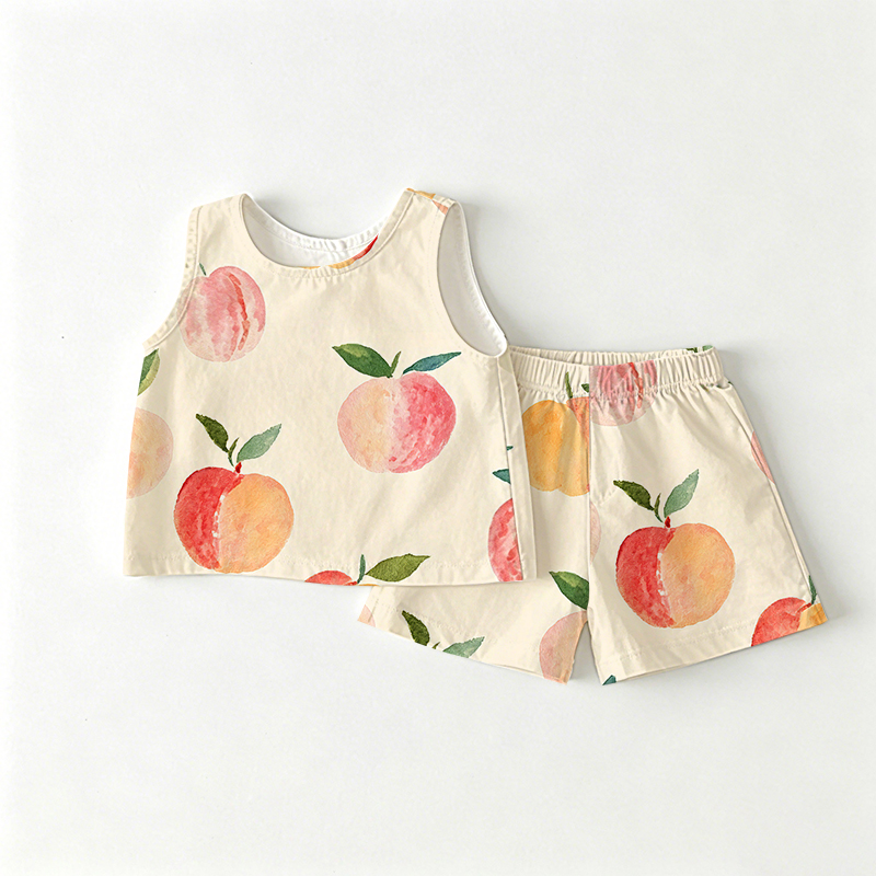 Baby Toddler Peach Yellow Top and Shorts 2-piece Set - Yellow - 3-4T - image 1