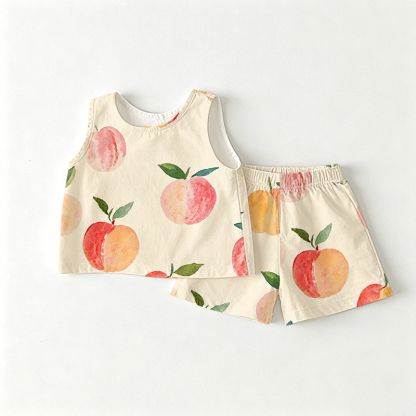 Baby Toddler Peach Yellow Top and Shorts 2-piece Set - Yellow - 3-4T - image 1