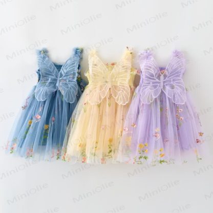 Baby Toddler Girl Butterfly Flower Mesh Dress - image 3