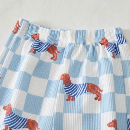 Baby Dachshund Checkered Print Waffle 2-piece Set - image 7