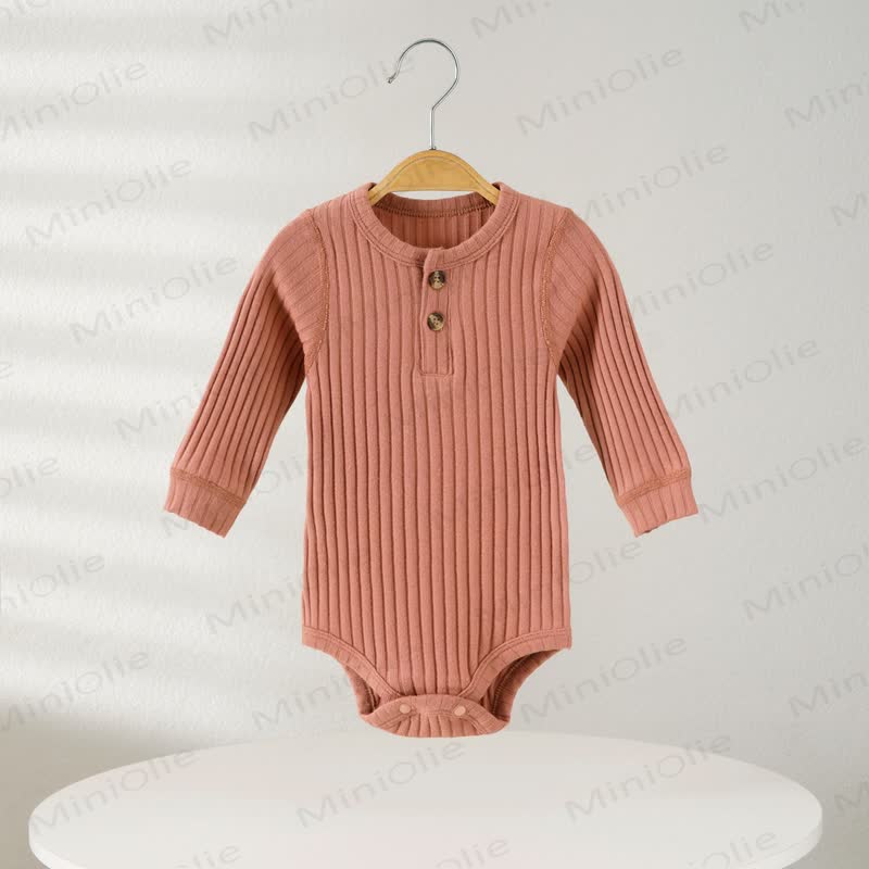 Baby Ribbed Solid Color Button Bodysuit - Pink - 18-24M - image 4