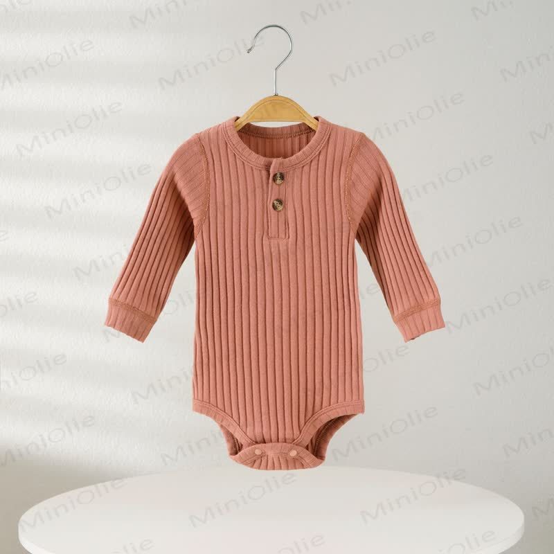 Baby Ribbed Solid Color Button Bodysuit - Pink - 18-24M - image 4