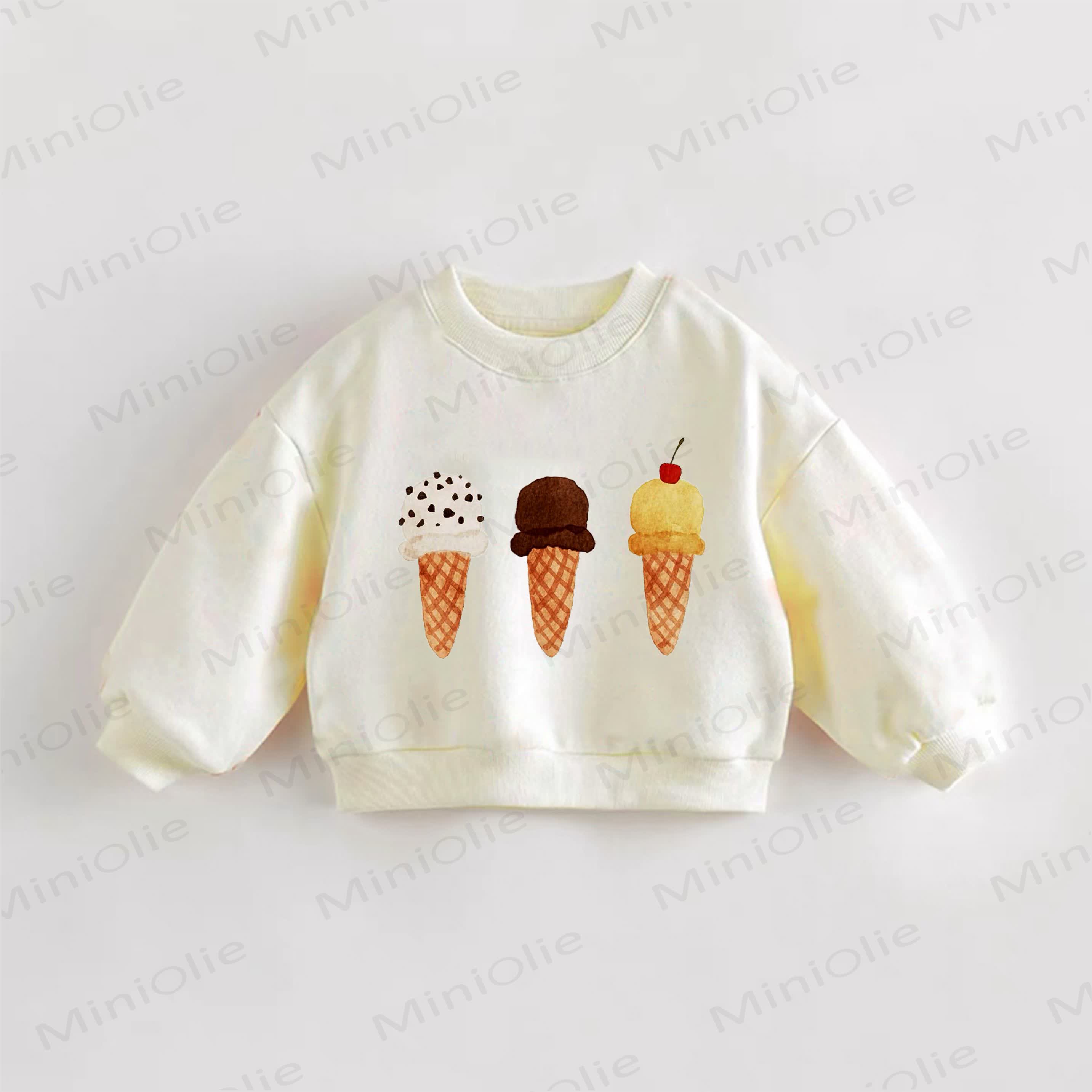 Baby Toddler Ice Cream Print Sweatshirt - Cream - 3-5T - image 1