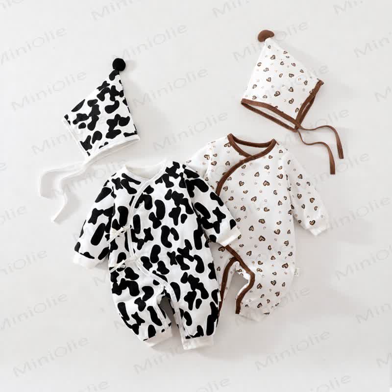 Baby Newborn Quilted Romper and Hat Set - image 1